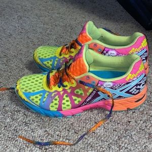 Neon ASICS gym shoes